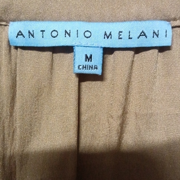 Antonio Melani Silk Blouse Tan Sequin Detail Medium - Picture 3 of 13